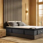 Puffy Royal mattress set up on a base in a bedroom